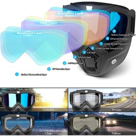 Resim Ceymstech Rüzgar Geçirmez Hd Motosiklet ve Kar Kayak Spor Gözlük Motokros Yaz Uv Koruma Gümüş Renk 