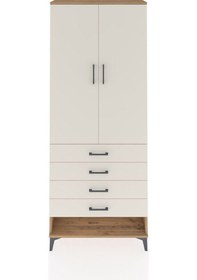 Resim Arges Dolap 2 Raflı 4 Çekmeceli Tek Askılı 88x30x221 Çam-aytaşı Atlas Çam 