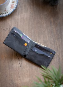 Resim minimal X design Klasik Cüzdan - Antrasit - Gerçek Deri & El Yapımı - Minimalist Tasarım 