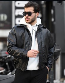 Resim PMS oversize bomber deri ceket 