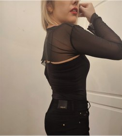 Resim Tuğçe Saray siyah kadın tül bolero 
