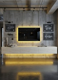 Resim Resital Ledli Duvara Monte Tv Sehpası - Traverten - W6008-8 Traverten 