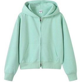 Resim Edwardest 2025 Kadın Sonbahar Ve Kış Yeni Ağır 350g Kısa Fermuarlı Kapüşonlu Sweatshirt Yeşil 