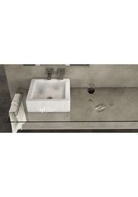 Resim Beyaz Mermer Küp Lavabo 