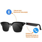 Resim Mlb E13-06 Siyah Kablosuz Bluetooth Uyumlu Akıllı Gözlük 