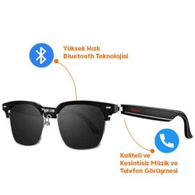 Resim Mlb E13-06 Siyah Kablosuz Bluetooth Uyumlu Akıllı Gözlük 