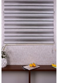 Resim Bej Kendinden Desenli Etek Dilimsiz Ds 11717-v1 Zebra Stor Güneşlik Perde 