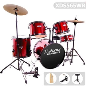 Resim Extreme XDS565WR Kırmızı Bateri Seti | Parlak Kaplama Yeni Başlayanlar İçin Tam Set 