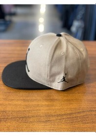 Resim Air Jordan Nakışlı Bej Hiphop Snapback Rapper Basket Cap Şapka Bej - Siyah 