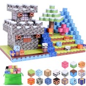Resim 100 adet Yaratıcı Manyetik Jigsaw Bulmaca Yapım Blokları Seti, Kolayca Montaj Yapılan Küp Yapım Oyuncakları, Yaratıcı Ev Dekorasyonu, Noel, Cadılar Bayramı, Doğum Günü İçin Mükemmel Hediye Çocuklar İçin 