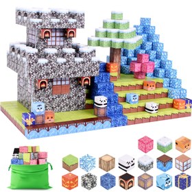 Resim 100 adet Yaratıcı Manyetik Jigsaw Bulmaca Yapım Blokları Seti, Kolayca Montaj Yapılan Küp Yapım Oyuncakları, Yaratıcı Ev Dekorasyonu, Noel, Cadılar Bayramı, Doğum Günü İçin Mükemmel Hediye Çocuklar İçin 