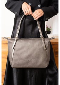 Resim Just Polo Kadın Büyük Valiz Boy Ayarlanabilir Askılı Lüks El & Omuz Çantası Shoulder Bag Gri 
