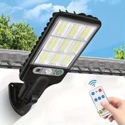 Resim 1 adet Güneş Enerjili Dış Mekan Hareket Sensörlü Işık, Güneş Enerjili ≤36V, Uzaktan Kumandalı ve Üç Akıllı Aydınlatma Modu ile Akıllı. 72 LED, Bahçe, Garaj, Yollar vb. için Uygun. 