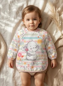 Resim melonika Little Dreamer Su Geçirmez Uzun Kollu Bebek Mama Önlüğü - Sevimli Fil Desenli Sıvı Geçirmez Aktivite 