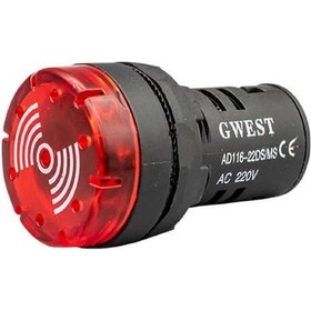 Resim Gwest 22ds/ms ,kırmızı-220vac 90db M22 Led Flaşör Buzzer/siren 
