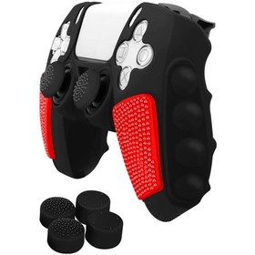 Resim Sony Ps5 İçin Ekleme Renkli Silikon Gamepad Rocker Kapaklı Koruyucu Kılıf Siyah Kırmızı 