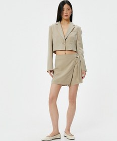 Resim Koton Crop Blazer Ceket Düğmeli Dikiş Detaylı Cepli Modal Karışımlı Vizon 4sak50089pw Vizon 