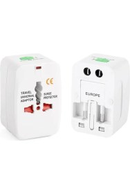 Resim Techmore Evrensel Seyahat Adaptörü, Priz Çevirici Dönüştürücü, 150+ Ülke Uyumlu, Tip A/B/C/G/I, Beyaz, Kompakt Tasarım 