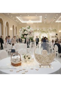 Resim Düğün-nişan Misafir Hatıra Anı Kutusu Yuvarlak Şeffah Pleksi 50 Cm Şövale+yazı Kalemi Hediyeli 