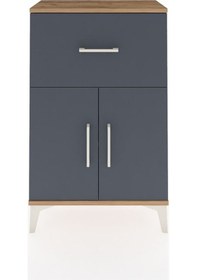 Resim Arges Komodin Tek Raflı Tek Çekmeceli 2 Kapaklı 60x30x96 Çam-antrasit Atlas Çam 