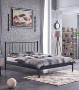 Resim Unimet Falez-st Çift Kişilik Metal Karyola-siyah (YÜKSEK BAŞLIKLI) (AHŞAP LATALI) 