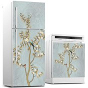 Resim Ve Bulaşık Makinası Beyaz Eşya Sticker Kaplama Kuş Ağaç 