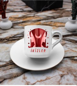 Resim Ikizler Burcu Tasarım Süblimasyon Türk Kahvesi Fincanı (548788274) 