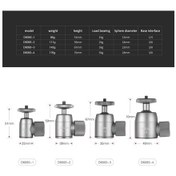 Resim Moveevo Andoer D-4 Aluminyum Alyuminyum Top Kafa: 360 Panoramik Çekim, Metal Kilitleme, 5kg Yük Kapasitesi, 1/4" Ve 3/8" Vida 