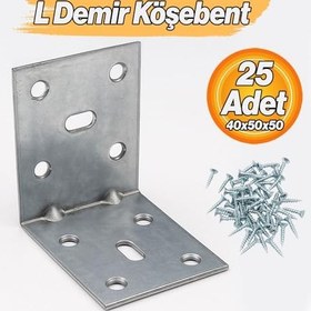 Resim Metal L Demiri (25 ADET) 40x50x50 mm İnce Gönye Mobilya Duvar Sabitleme Bağlantı Aparatı 