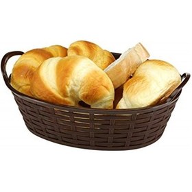 Resim Bora Plastik Bora Hasır Desenli Ekmek Sepeti Oval 28 Cm Kahverengi 