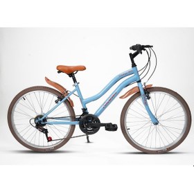 Resim Sarissa Vintage 24" Jant 21 Vites Çelik Kadro V Fren Unisex Şehir Bisikleti Mavi Kahverengi Lastik Mavi 