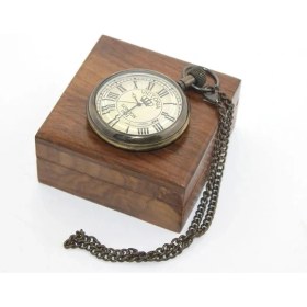 Resim Jet Sepet Ahşap Kutulu Pirinç Köstekli Saat Model 10 