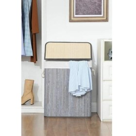 Resim Menashop Metrashop El Yapımı Hasır Katlanır Çamaşır Sepeti Dikdörtgen 60 Litre (40CM*30CM*61CM), Doğal Malzemeden Üretilmiş Çamaşırlık 