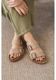 Resim Arizona Günlük Ortopedik Unisex Tokalı Terlik Bej 