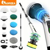 Resim IAGREEA 6010 Kablosuz Elektrikli Döner Mop, 9/6 Değiştirilebilir Fırça Kafa, Ayarlanabilir Teleskopik Sap, 360° Kablosuz Temizleme - USB Şarj, ≤36V, 18650 Lityum Pil ile Şarj Edilebilir 