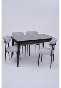 Resim Yakamoz Polo Mdf Lak Panel Mutfak Masa Sandalye Takımı 80x130 Siyah 