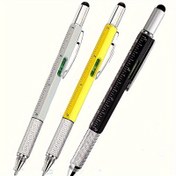 Resim 6'sı 1 Arada Çok Amaçlı Kalem - Tükenmez Kalem, Cetvel, Stylus, Seviye & Tornavida ile Çok Yönlü İnşaat Aracı - Erkekler, Babalar, Öğretmenler için Mükemmel Hediye - Noel, Doğum Günü, Çorap Doldurucular için İdeal 