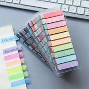 Resim 200 Adet Morandi Renkli Şeffaf Post-it Notları - 10 Yumuşak Pastel Renkler, Kolay Düzenleme ve Kayıt İçin Retro Floresan Yapışkan İşaretleyiciler, Karışık Tonlarda Dikdörtgen Şeklinde Şeffaf Plastik Kılıf 