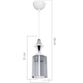 Resim Akses Karo Krom Tekli Optik Üçgen Füme Sarkıt Salon Yemek Odası Oturma Odası Antre Mutfak Çocuk Odası Yatak Odası 