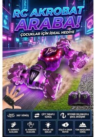Resim Craftivio Uzaktan Kumandalı El Hareket Sensörlü Akrobat Araba 360 Derece Dönen Şarjlı Işıklı 4wd Drift Arabası 