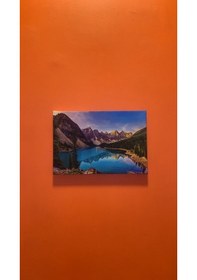 Resim Akarsu Orman Dağ Manzaralı Natürel Ahşap Çerçeve Ev İşyeri Ofis D 