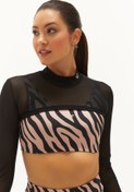 Resim bilcee Kadın Bej Zebra Destekli Spor Crop Top Toparlayıcı Bra Sporcu Sütyeni Büstiyer 0829 