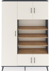 Resim Arges Dolap 10 Raflı 5 Kapaklı 132x30x195 Antrasit-aytaşı/çam Antrasit 