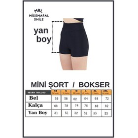 Resim Missmaral Kadın Lacivert Yüksek Bel Toparlayıcı İç Göstermeyen Boxer Şort Deniz, Havuz & Günlük Kullanım Lacivert 