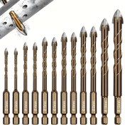 Resim 12 adet Fayans Matkap Uçları, Elmas Fayans Matkap Uçları Çapı 3-12mm, Altıgen Fayans Matkapları, Cam, Metal, Tuğla, Plastik, Ahşap için 