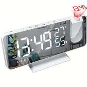 Resim LED Dijital Akıllı Alarm Saati, Sıcaklık ve Nem Göstergesi ile, USB Güçlü Masa Saati, Hassas Zaman ve Tarih için Projeksiyon Fonksiyonu, Şık Dikdörtgen Tasarım, Plastik Malzeme, Ev veya Ofis Kullanımı için İdeal, Modern Estetik, Dayanıklı Yapı 