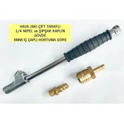 Resim Lastik Hava Basma Jakı Uzun Metal Krom Gövde Şipşak (Quick Kaplin) Nipel ve Gövde Set 3 Parça 