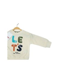 Resim Çikoby Erkek Bebek Dinazor Baskılı Sweatshirt-13565 Krem 