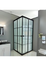 Resim Durul Duşakabin Kare Siyah Çizgi Buzlu Siyah 