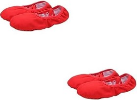 Resim 3 Çift Tuval Dans Ayakkabıları Bölünmüş Taban Bale Ayakkabıları Seyahat Bale Kız Çocuklar Deri Dans Sert 